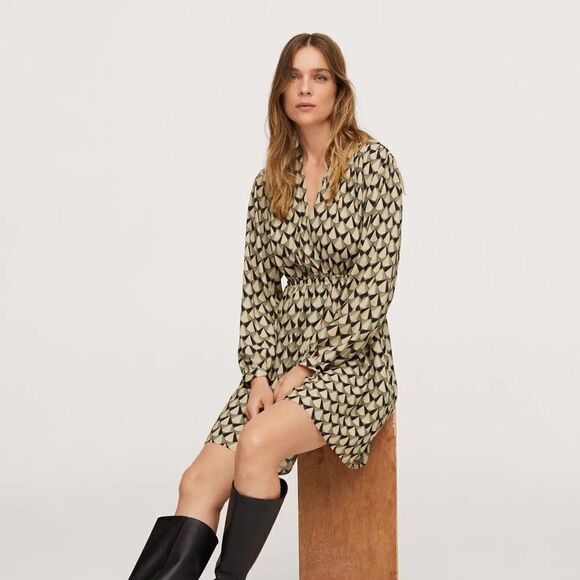 Mango Printed Wrap Dress New - Picture 3 of 8